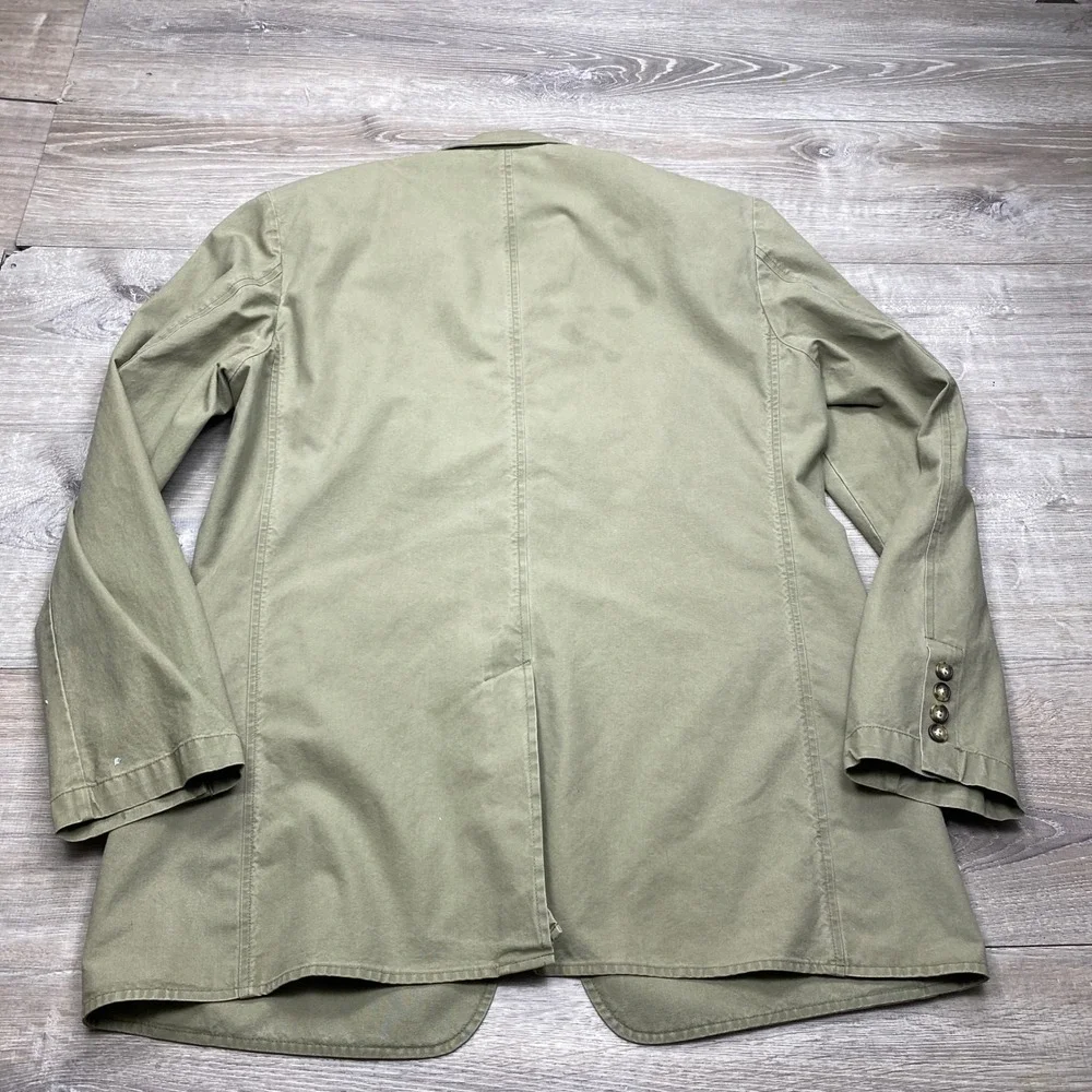 L.L. Bean Blazer Mens XL Green Cotton Canvas Unstructured 2-Button Sport Coat